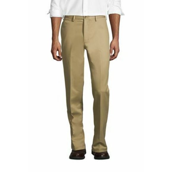 NWT LANDS' END MEN'S TRADITIONAL FIT CHINO PANTS KHAKI 31X34 NO IRON - Picture 1 of 9